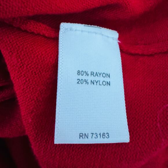 Cable & Gauge Women Red Rhinestone Quarter Zip V Neck Long Sleeve Sweater Large - Picture 6 of 10